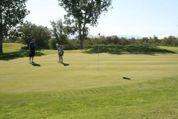 golfer putting green